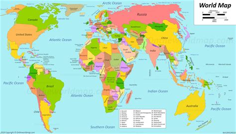 Map Of World With Names Of Countries